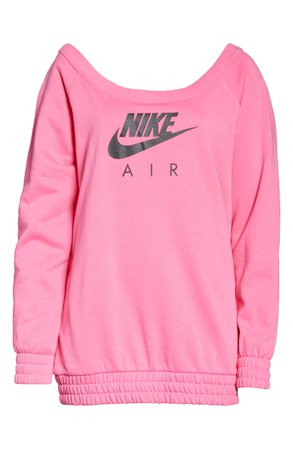 Nike Air Off the Shoulder Fleece Logo Graphic Sweatshirt | Nordstrom