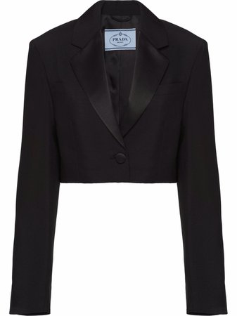 Prada satin-lapel cropped blazer jacket - FARFETCH