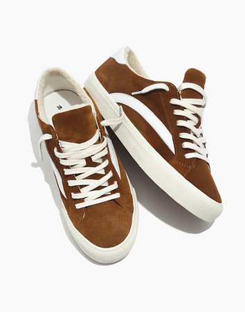 Sidewalk Low-Top Sneakers in Suede and Sherpa brown