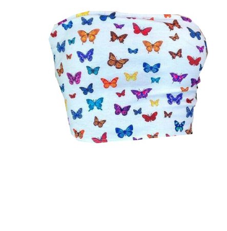 tube top butterfly rainbow white shirt