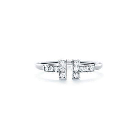 Tiffany T diamond wire ring in 18k white gold. | Tiffany & Co.