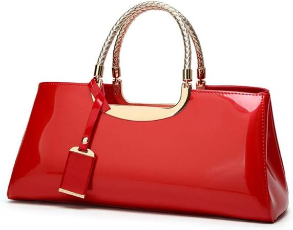 Amazon.com: jessie Patent Leather Structured Shoulder Handbag Women Evening Party Satchel Crossbody Top Handle Bags (Red) : Clothing, Shoes & Jewelry