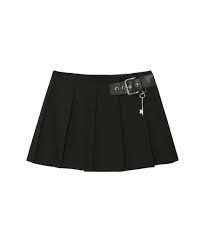 Buckle Key Pleated Skirt