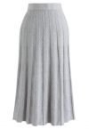 Parallel Pleated Knit Midi Skirt in Grey - Retro, Indie and Unique Fashion