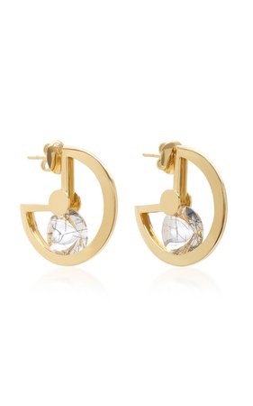 Spinning Top 18K Gold And Quartz Hoop Earrings by Yael Sonia | Moda Operandi