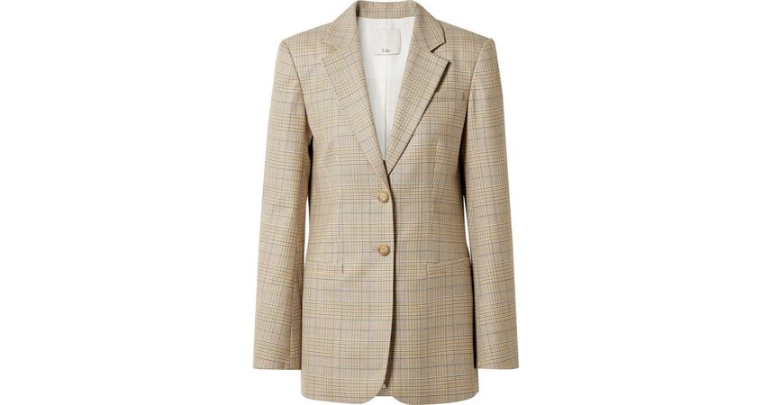 Tibi Women's Natural Cooper Oversized Prince Of Wales Checked Wool And Silk-blend Blazer