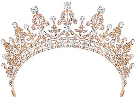 Amazon.com : SWEETV Royal Wedding Crown Crystal Tiara for Women Bridal Headpiece Pageant Hair Jewelry, Rose Gold+Clear : Beauty