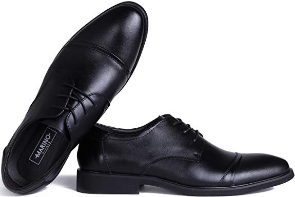 Amazon.com | Marino Oxford Dress Shoes for Men - Formal Leather Mens Shoes - Black - Cap-Toe - 8.5 D(M) US | Oxfords
