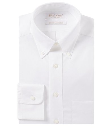 Gold Label Roundtree & Yorke Non-Iron Fitted Button-Down Collar Classic Solid Dress Shirt | Dillard's