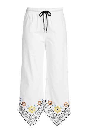 Cropped Cotton Pants with Embroidery Gr. FR 38