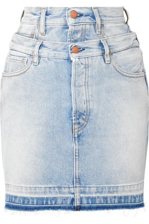 Aries | Frayed layered denim mini skirt | NET-A-PORTER.COM