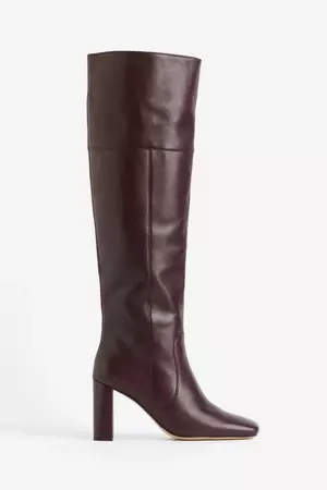High knee boots burgundy | H&M