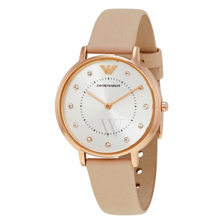 Women's Nude Leather White Mother of Pearl Dial