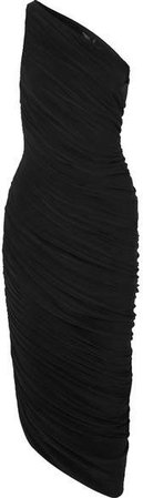 Diana One-shoulder Ruched Stretch-jersey Dress - Black