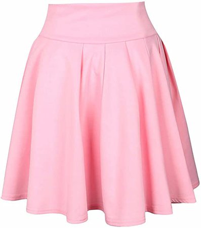SEMATOMALA Women's Basic Solid Versatile Stretchy Flared Casual Mini Skater Skirt PI-S Pink at Amazon Women’s Clothing store