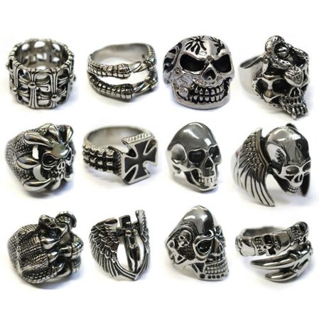 *clipped by @luci-her* Stainless Steel Skull Rings Men's Large Big Metal Gothic Biker Punk Ring | eBay
