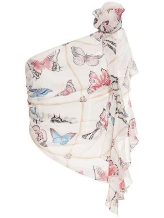 Alessandra Rich - Butterfly print silk georgette top