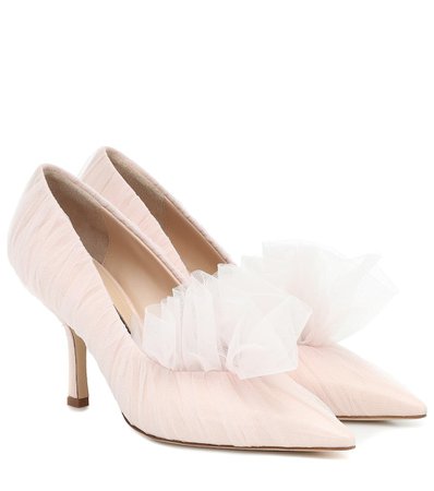Leather And Tulle Pumps | Midnight 00 - Mytheresa