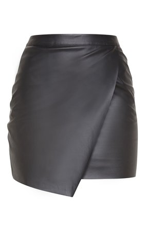 Luisa Black Faux Leather Wrap Mini Skirt | Skirts | | PrettyLittleThing USA