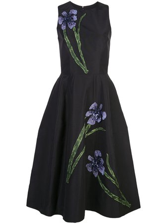 Carolina Herrera, Floral Embroidery Silk Dress