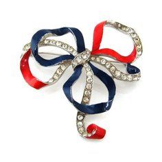 Patriotic brooch, red white and blue