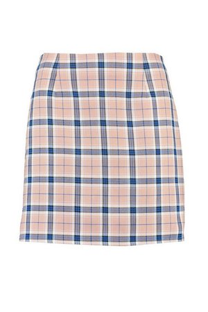 Pastel Check A Line Mini Skirt | boohoo pink