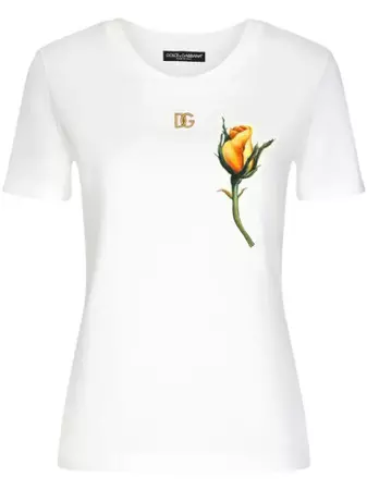 Dolce & Gabbana rose-appliqué Cotton T-shirt - Farfetch