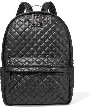 Metro Leather-trimmed Quilted Shell Backpack - Black