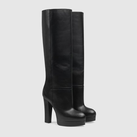 Black Leather Platform Boot | GUCCI® US