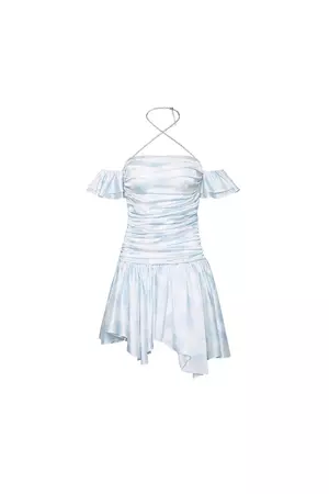 Tideflower Draped Dress(Blue) – Ozlana