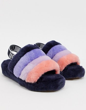 UGG Fluff Yeah slide slippers in multi stripe | ASOS