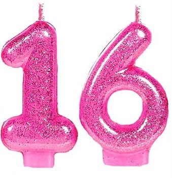 Pink Glitter 16 Candle | Sweet 16 Party Supplies & Decorations