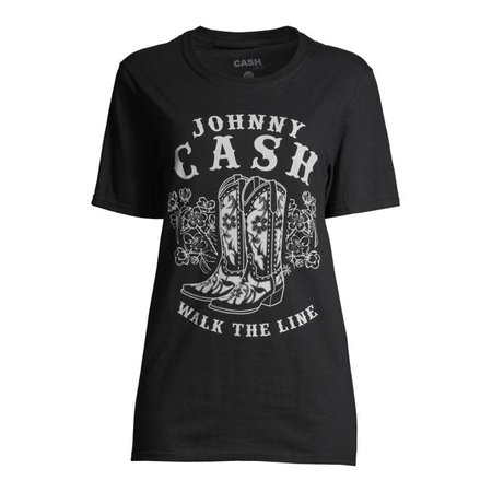 Black New World - Johnny Cash Women's Graphic Boyfriend Tee - Walmart.com - Walmart.com