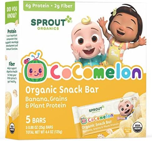 Amazon.com: CoComelon Sprout Organic Baby Food, Toddler Snacks, Banana Snack Bar (6 pack) : Baby