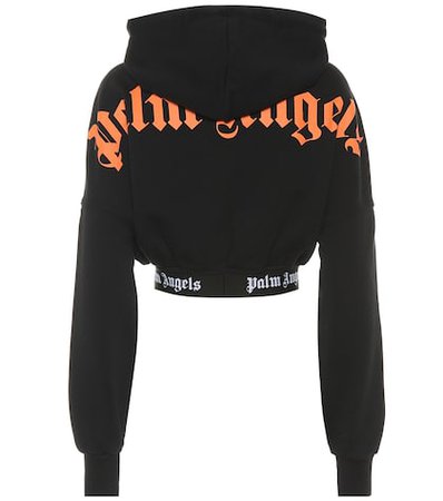 Cropped cotton jersey hoodie