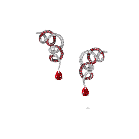 Inspired by Twombly Ruby and Diamond Earrings, Rubies 11.92 cts | Graff