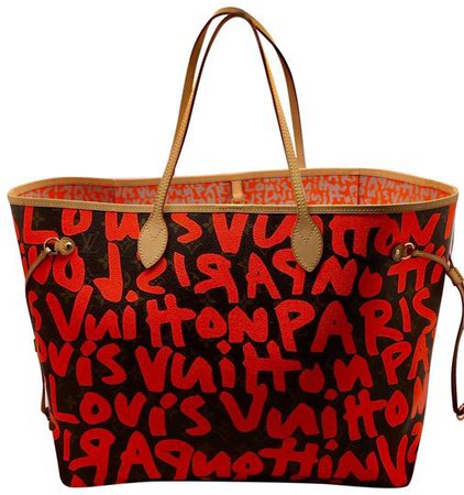 edit Louis Vuitton Neverfull Graffiti Gm Orange and Brown Stephen Spouse  Coated Canvas Limited Edition Monogram Tote - Tradesy