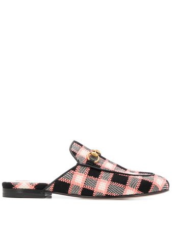Gucci, Checked Woven Slippers Loafers