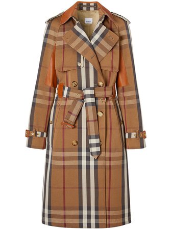 Shop Burberry belted check trench coat with Express Delivery - FARFETCH