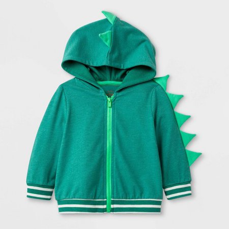 Baby Boys' Long Sleeve Critter Dino Hooded Sweatshirt - Cat & Jack™ Green 6-9M : Target