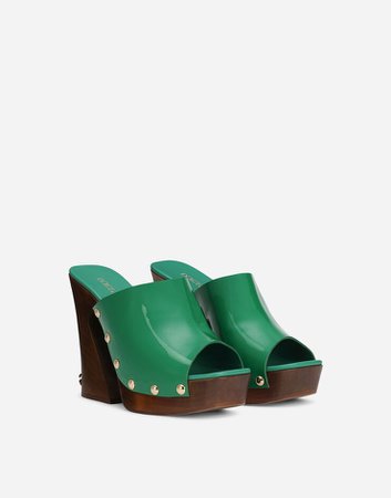 Patent leather wedges with DG logo in Green for Women | Dolce&Gabbana®