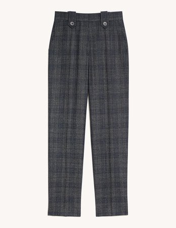 Checked straight-cut trousers SFPPA00654 Charcoal Grey - Pants | Sandro Paris