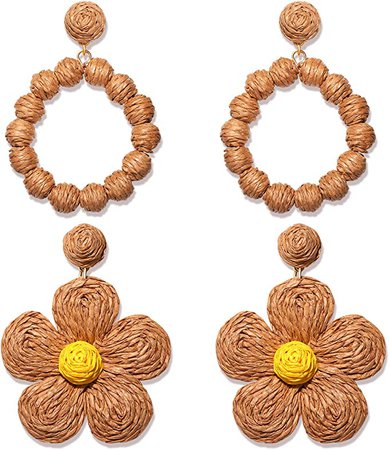 Amazon.com: 4 Paris Rattan Raffia Earrings, Statement Boho Earrings for Women, Woven Straw Drop Dangle Earrings, Handmade Geometric Summer Beach Earrings Gifts (2 Pairs Set B): Clothing, Shoes & Jewelry