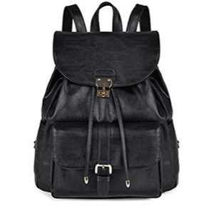 black faux leather backpack
