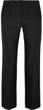 Wool And Silk-blend Straight-leg Pants - Black
