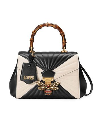 Gucci Black White Queen Margaret Leather Tote Bag - Farfetch