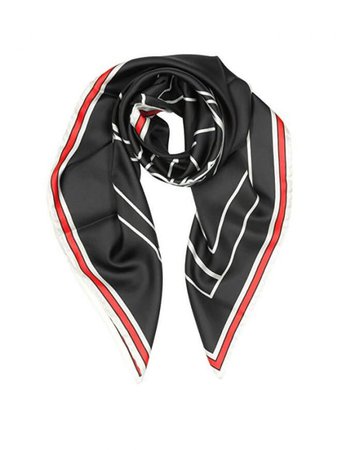 Givenchy Black Red Silk Foulard Scarf | Clotheseek