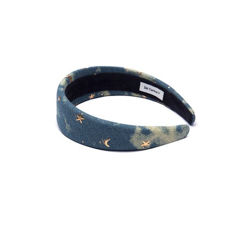 Sei Carina Y wide version denim star and moon headband Simple temperament all-match go out cute autumn and winter new women