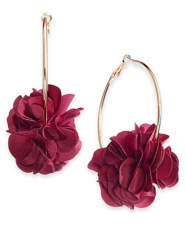 I.N.C. International Concepts Fabric Flower Hoop Earrings, Created for Macy's - Macy's