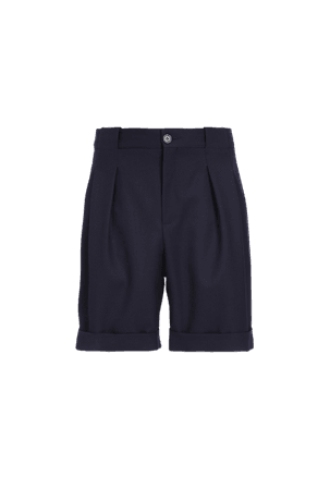 Balmain - Navy blue wool Bermuda shorts